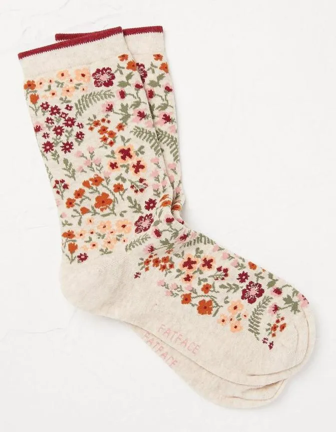 Fatface Socks Underwear and Tights Busy Floral Socks Oatmeal 8211 Women