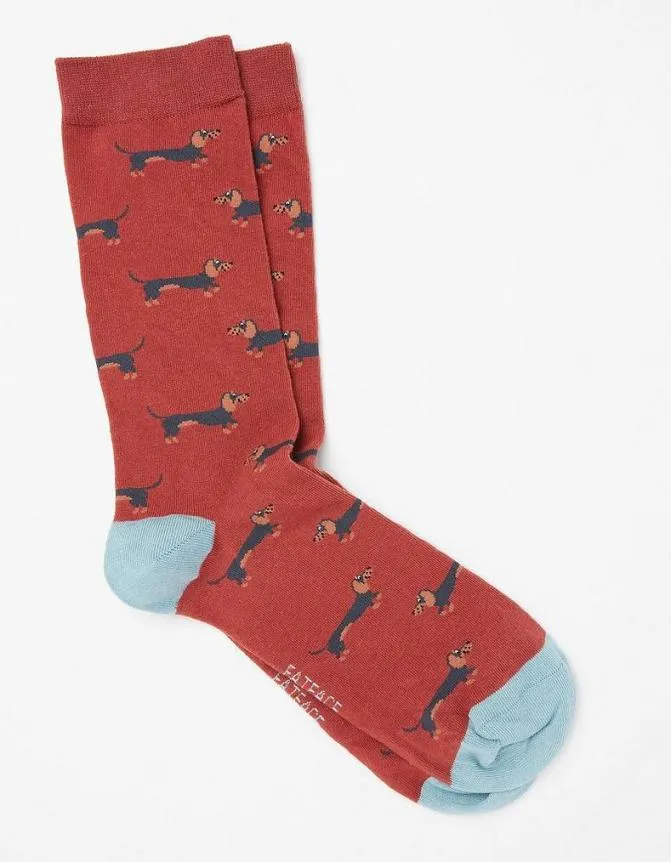 Fatface Socks Underwear and Tights Dachshund Socks Dark Orange 8211 WomenMen
