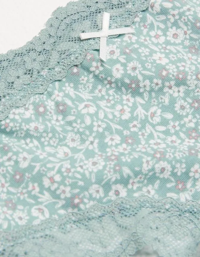 Fatface Socks Underwear and Tights Rosie Floral Short Knickers Green Haze 8211 Women