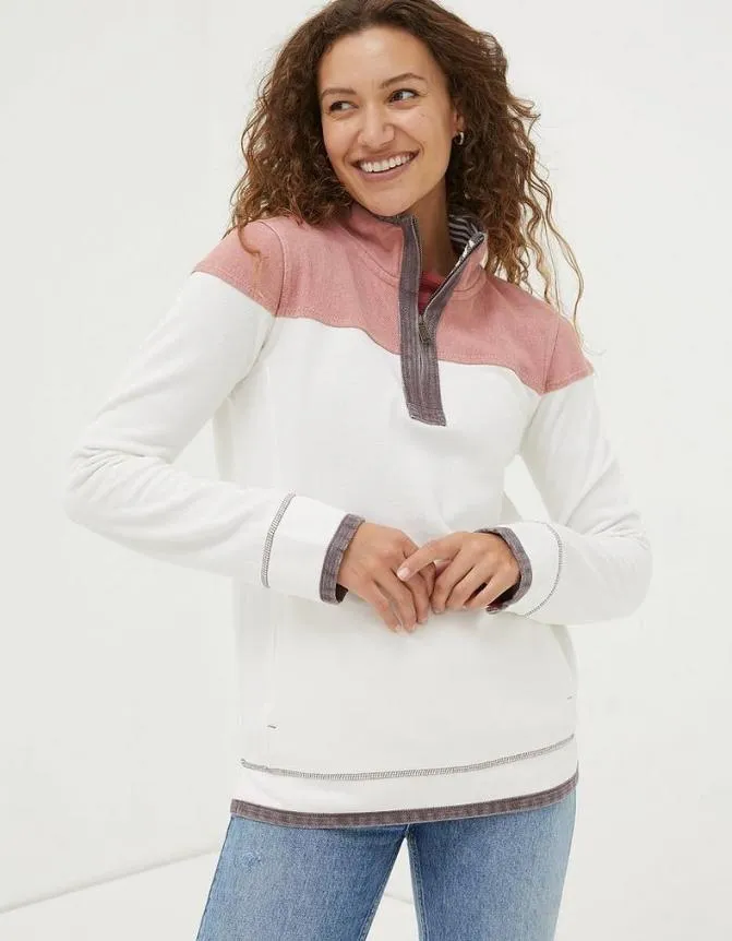 Fatface Sweatshirts and Hoodies Airlie Colour Block Sweat Pink 8211 Women