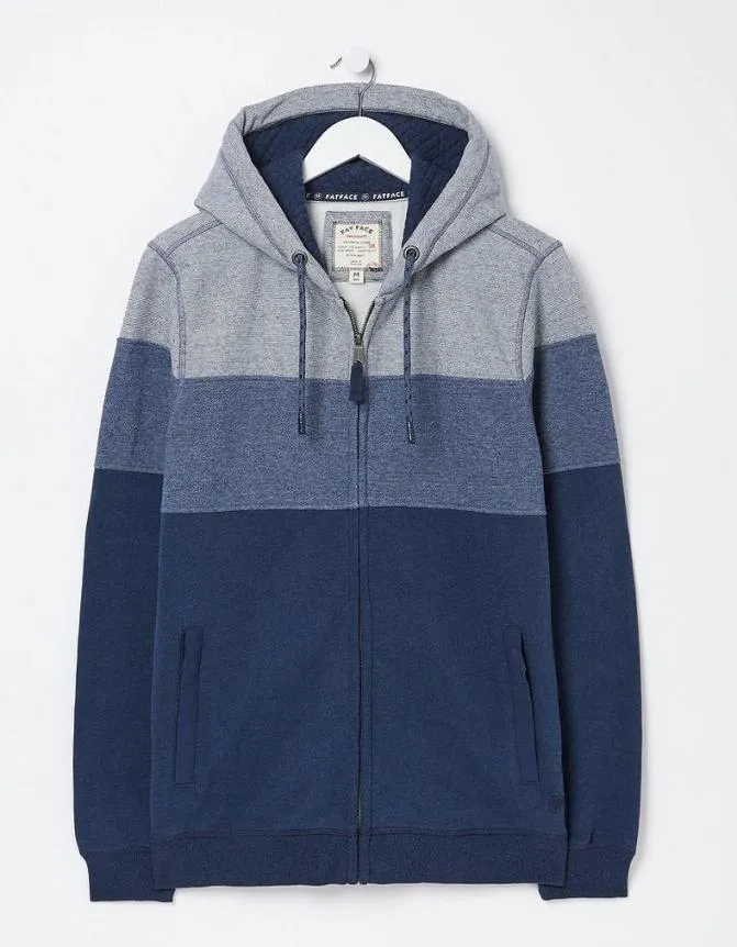 Fatface Sweatshirts and Hoodies Brooke Cut And Sew Zip Through Blue 8211 Men