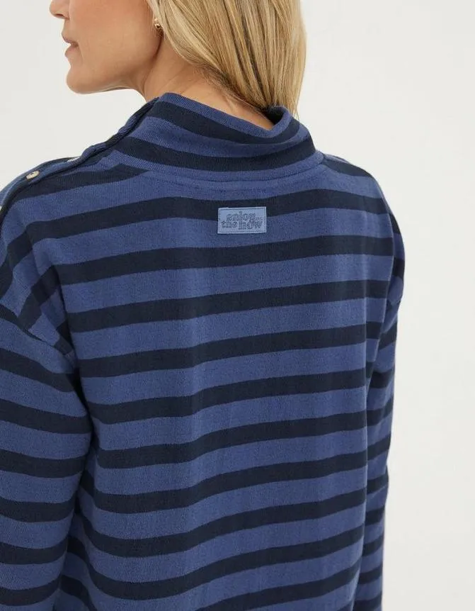 Fatface Sweatshirts and Hoodies Thayer Funnel Stripe Sweat Washed Blue 8211 Women