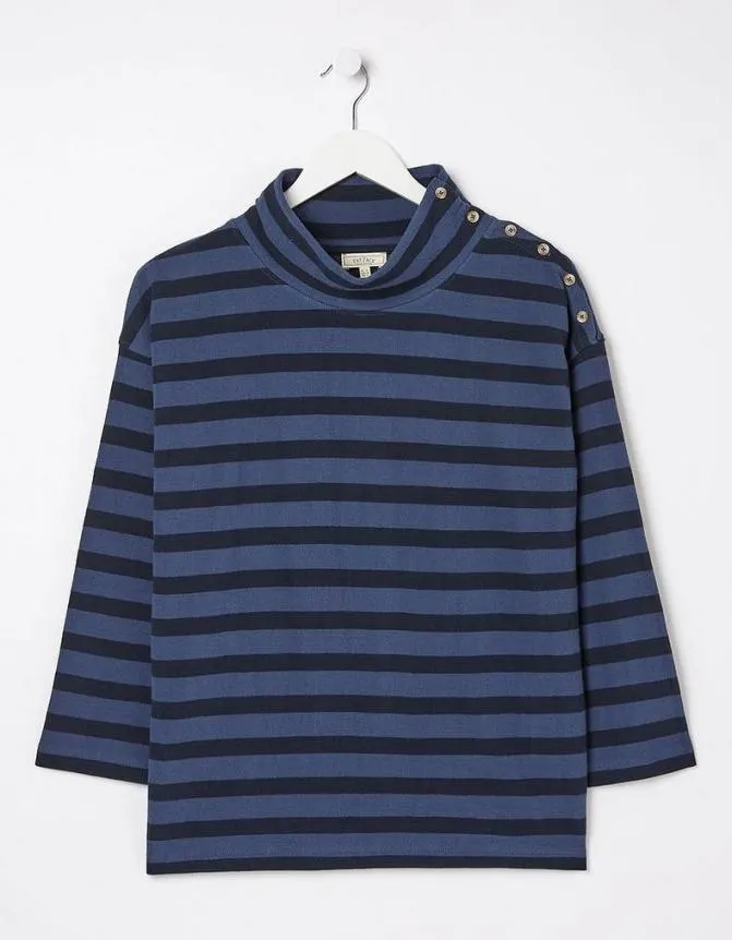 Fatface Sweatshirts and Hoodies Thayer Funnel Stripe Sweat Washed Blue 8211 Women