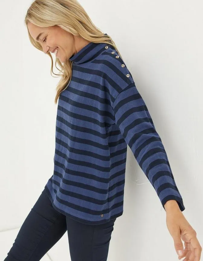 Fatface Sweatshirts and Hoodies Thayer Funnel Stripe Sweat Washed Blue 8211 Women