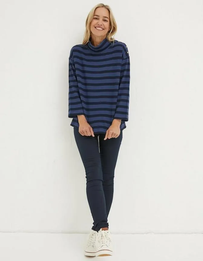 Fatface Sweatshirts and Hoodies Thayer Funnel Stripe Sweat Washed Blue 8211 Women