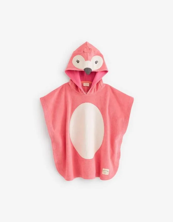 Fatface Swimwear Flamingo Towelling Poncho Pink 8211 Kids and Baby