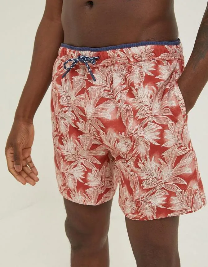 Fatface Swimwear Trevose Leaf Print Swim Shorts Rust Red 8211 Men