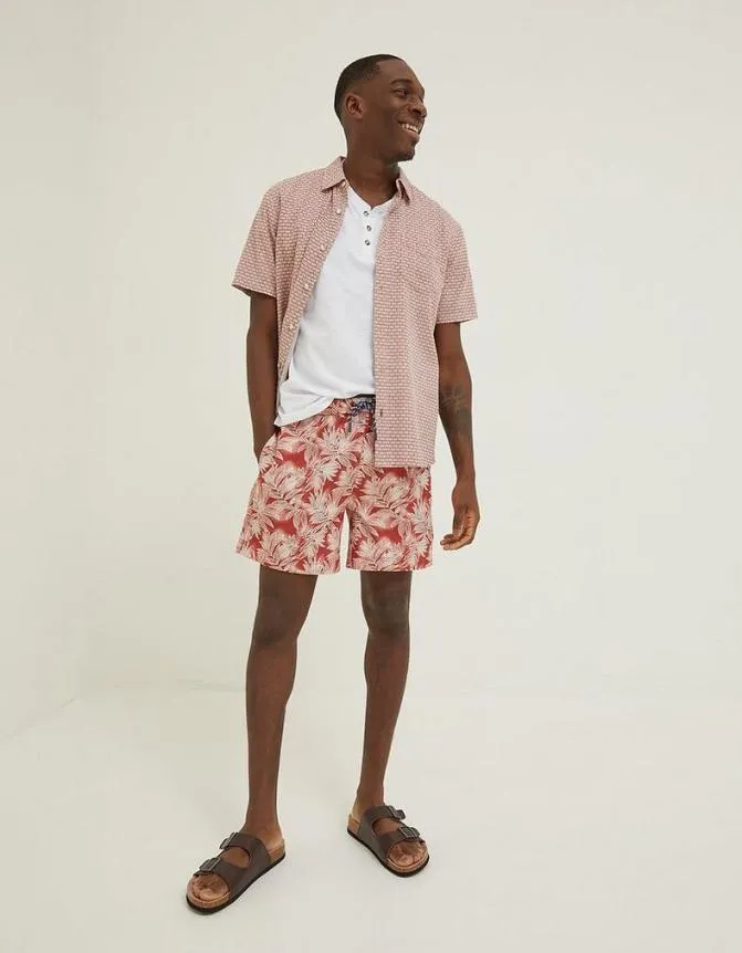 Fatface Swimwear Trevose Leaf Print Swim Shorts Rust Red 8211 Men