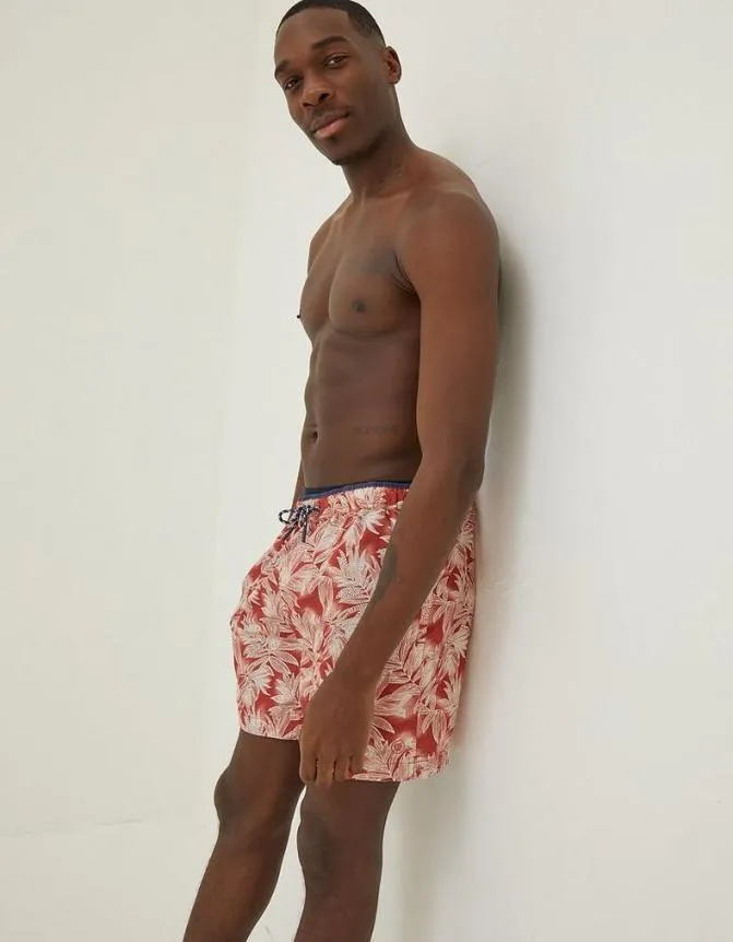 Fatface Swimwear Trevose Leaf Print Swim Shorts Rust Red 8211 Men