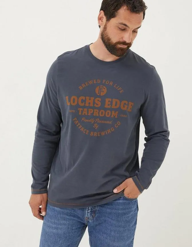 Fatface TShirts Lochs Edge Long Sleeve Graphic Washed Black 8211 Men