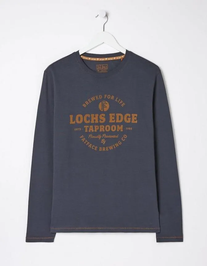 Fatface TShirts Lochs Edge Long Sleeve Graphic Washed Black 8211 Men
