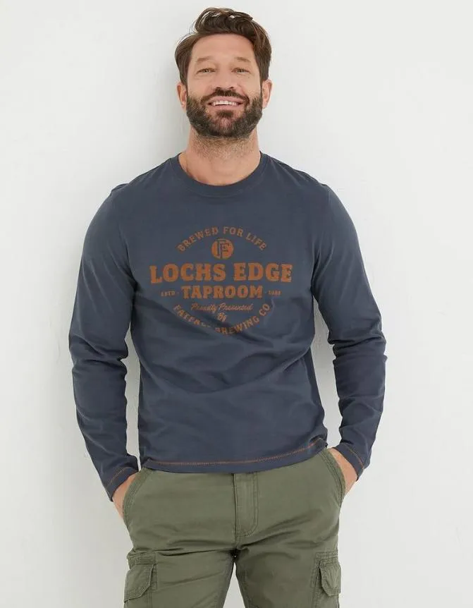 Fatface TShirts Lochs Edge Long Sleeve Graphic Washed Black 8211 Men
