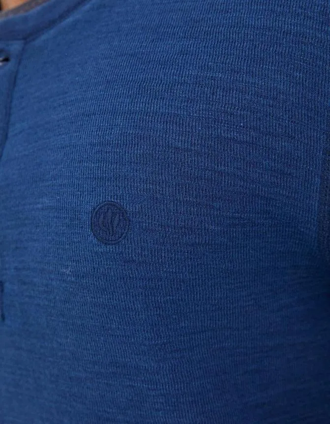 Fatface TShirts Long Sleeve Indigo Henley Indigo Blue 8211 Men