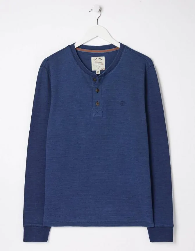 Fatface TShirts Long Sleeve Indigo Henley Indigo Blue 8211 Men