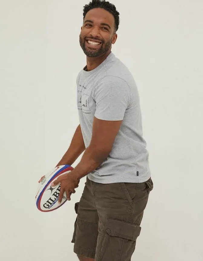 Fatface TShirts Rugby Cartoon TShirt Grey Marl 8211 Men