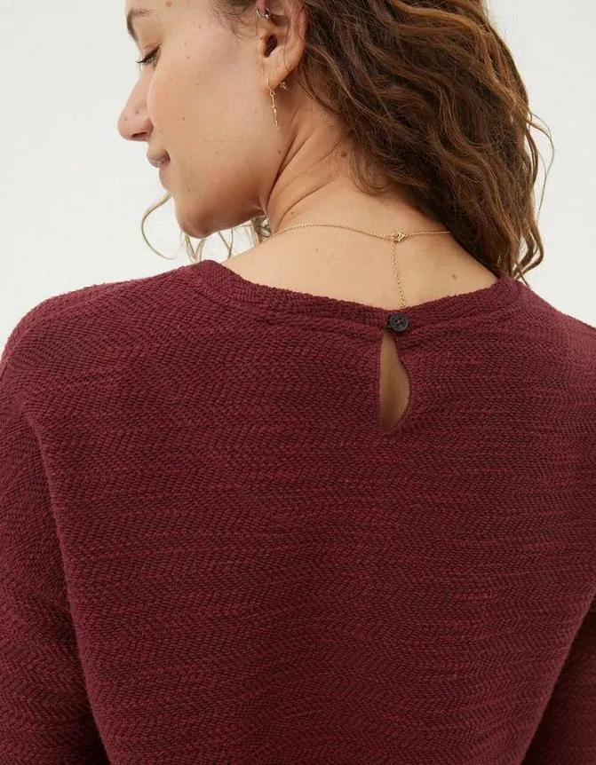 Fatface Tops and TShirts Amari Textured Tunic Dark Red 8211 Women