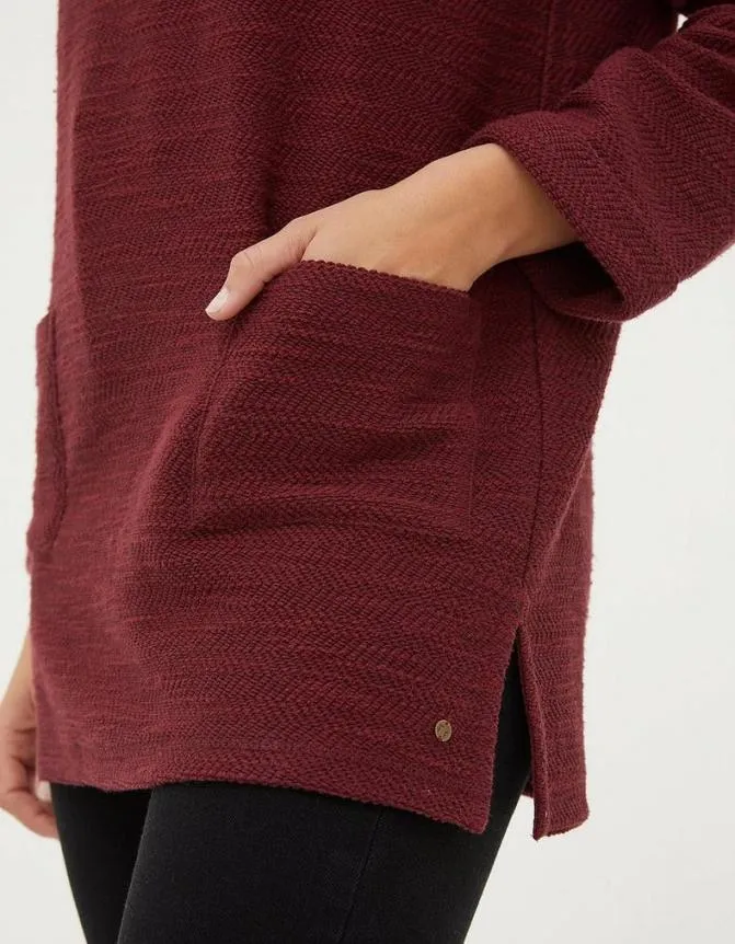 Fatface Tops and TShirts Amari Textured Tunic Dark Red 8211 Women