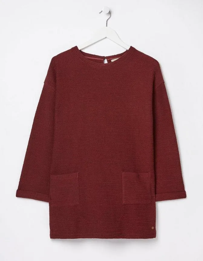 Fatface Tops and TShirts Amari Textured Tunic Dark Red 8211 Women
