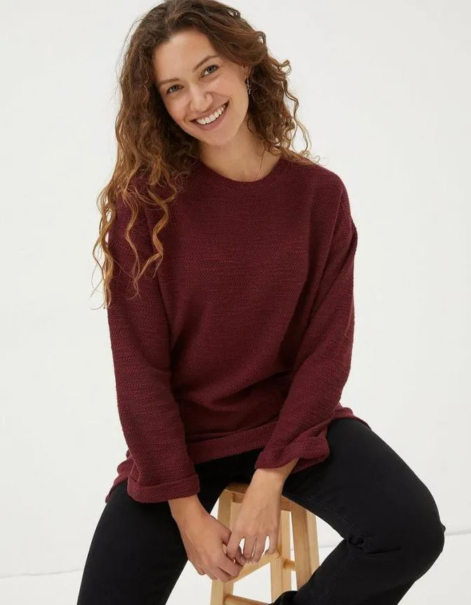 Fatface Tops and TShirts Amari Textured Tunic Dark Red 8211 Women