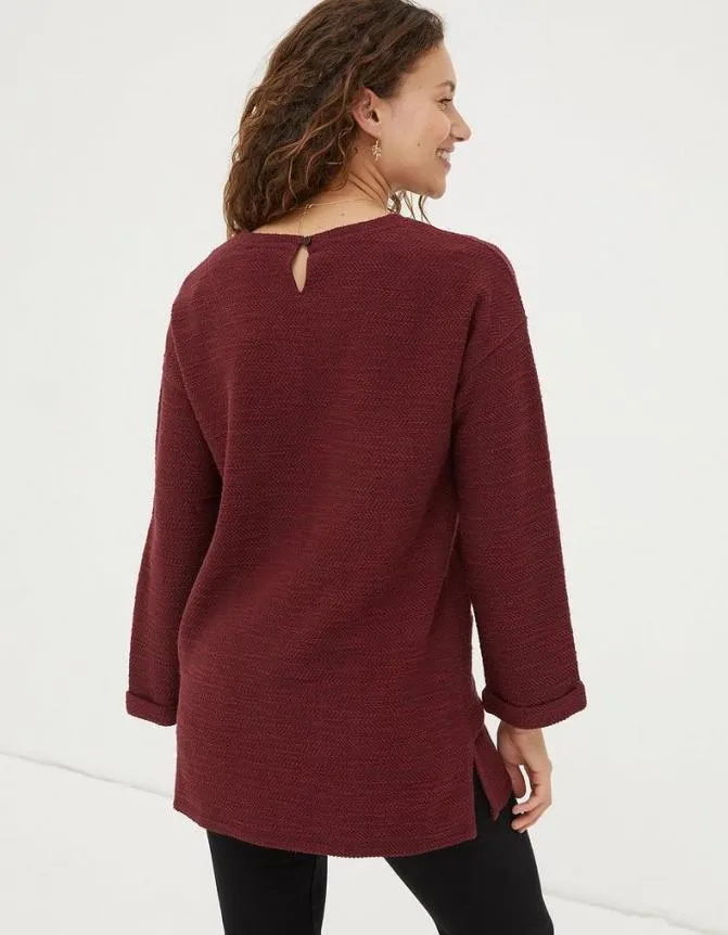 Fatface Tops and TShirts Amari Textured Tunic Dark Red 8211 Women