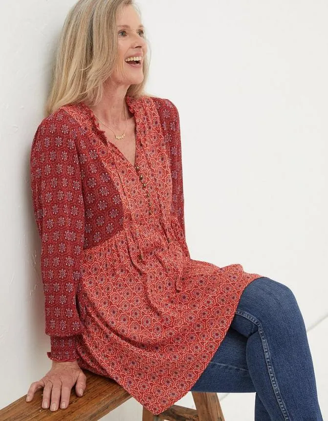 Fatface Tops and TShirts Gerry Craft Geo Tunic Raspberry Red 8211 Women