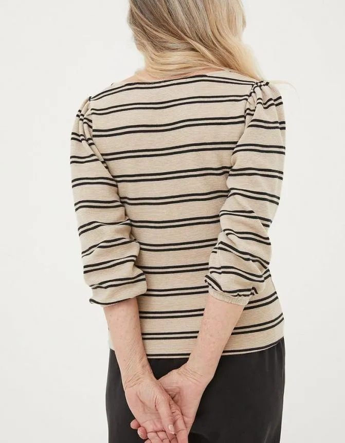 Fatface Tops and TShirts Kara Stripe Henley Top Ivory 8211 Women