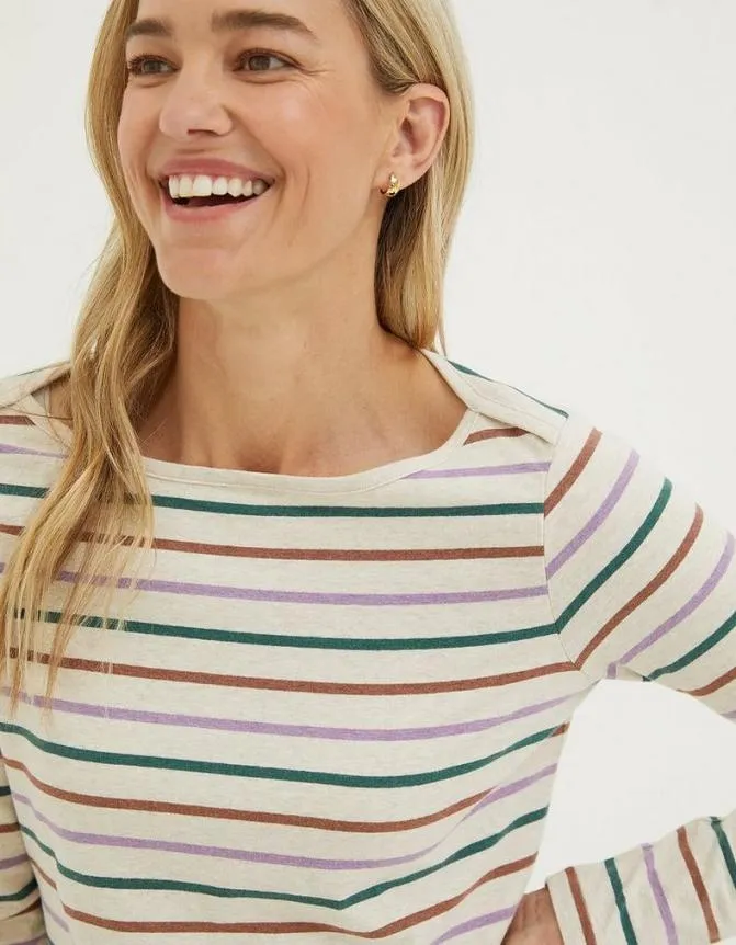 Fatface Tops and TShirts Organic Cotton Breton TShirt Cream 8211 Women