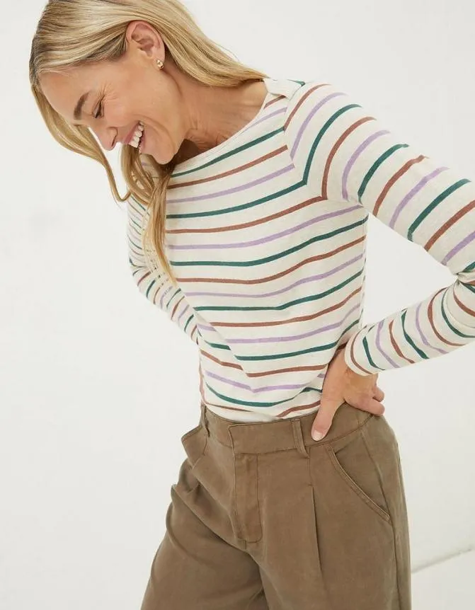 Fatface Tops and TShirts Organic Cotton Breton TShirt Cream 8211 Women