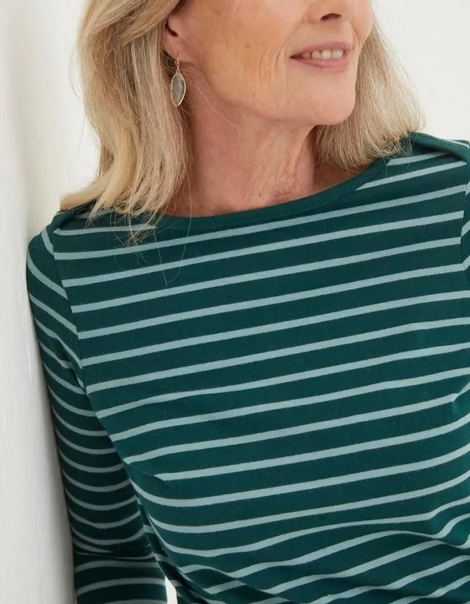 Fatface Tops and TShirts Organic Cotton Breton T Shirt Dark Green 8211 Women Fatface Tops and TShirts Organic Cotton Breton T Shirt Dark Green 8211 Women