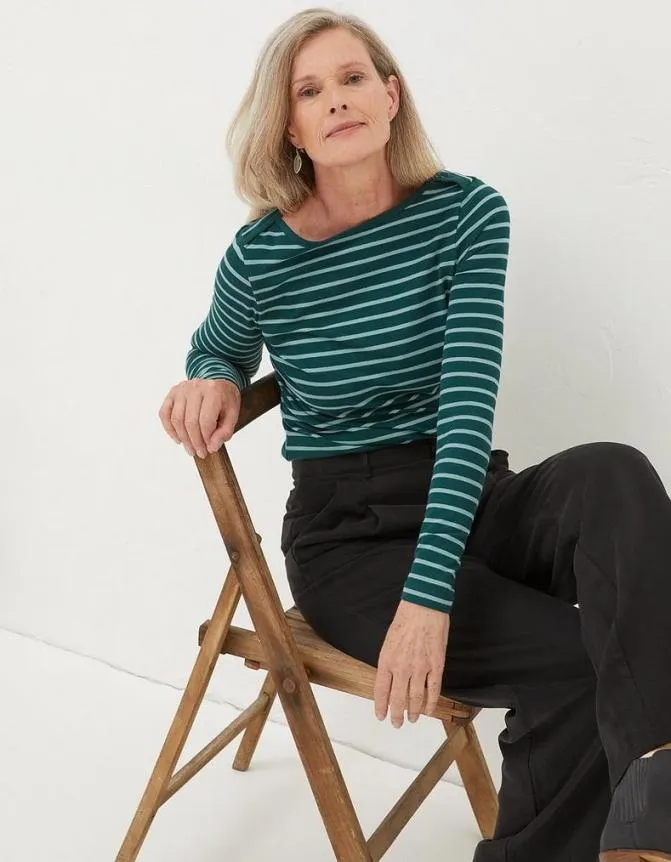 Fatface Tops and TShirts Organic Cotton Breton T Shirt Dark Green 8211 Women