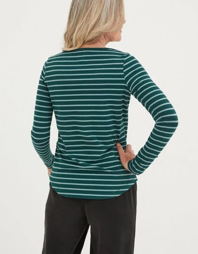 Fatface Tops and TShirts Organic Cotton Breton T Shirt Dark Green 8211 Women