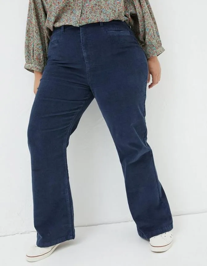 Fatface Trousers and Leggings Fly Flare Corduroy Trousers Navy 8211 Women