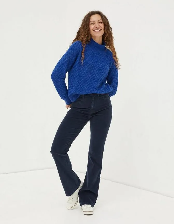 Fatface Trousers and Leggings Fly Flare Corduroy Trousers Navy 8211 Women