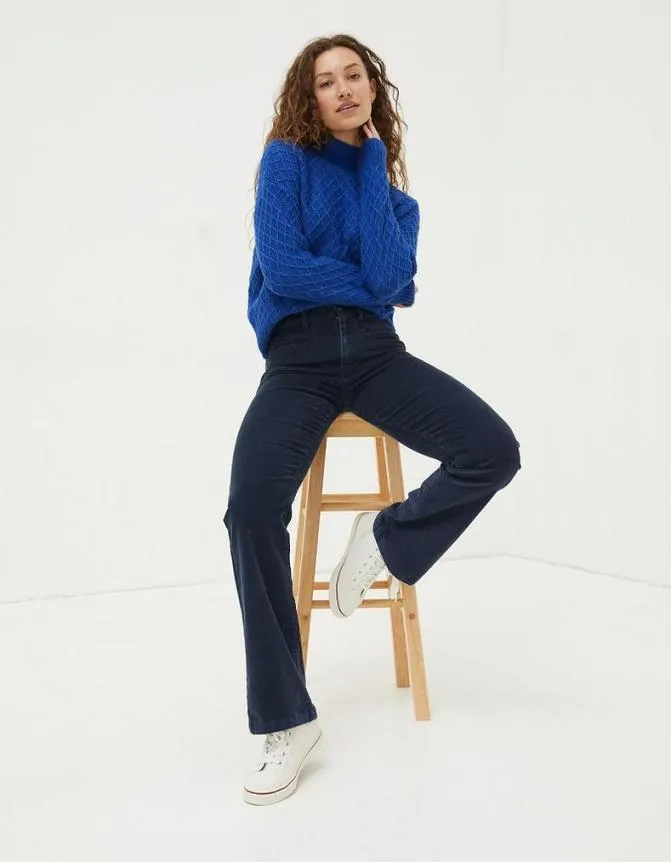Fatface Trousers and Leggings Fly Flare Corduroy Trousers Navy 8211 Women