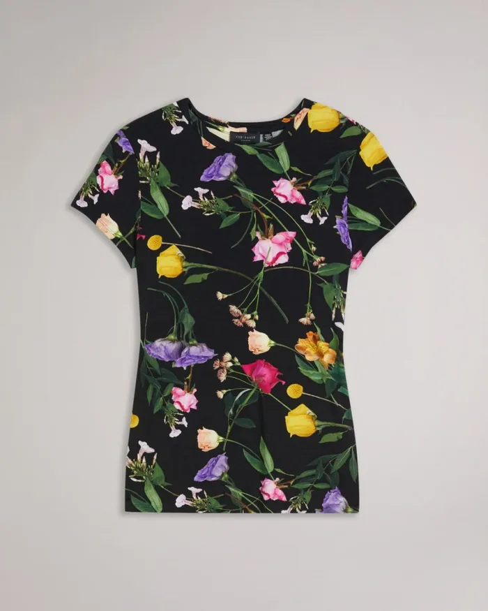 Fitted TShirt With Twist Neck Black Women Ted Baker Tops and TShirts
