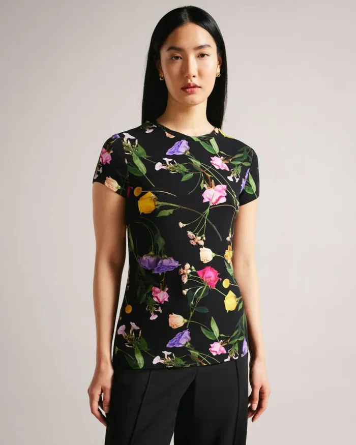 Fitted TShirt With Twist Neck Black Women Ted Baker Tops and TShirts Fitted TShirt With Twist Neck Black Women Ted Baker Tops and TShirts