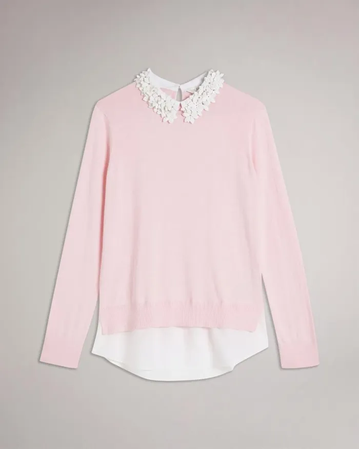 Floral Collar Mockable Sweater Pink Women Ted Baker Sweaters