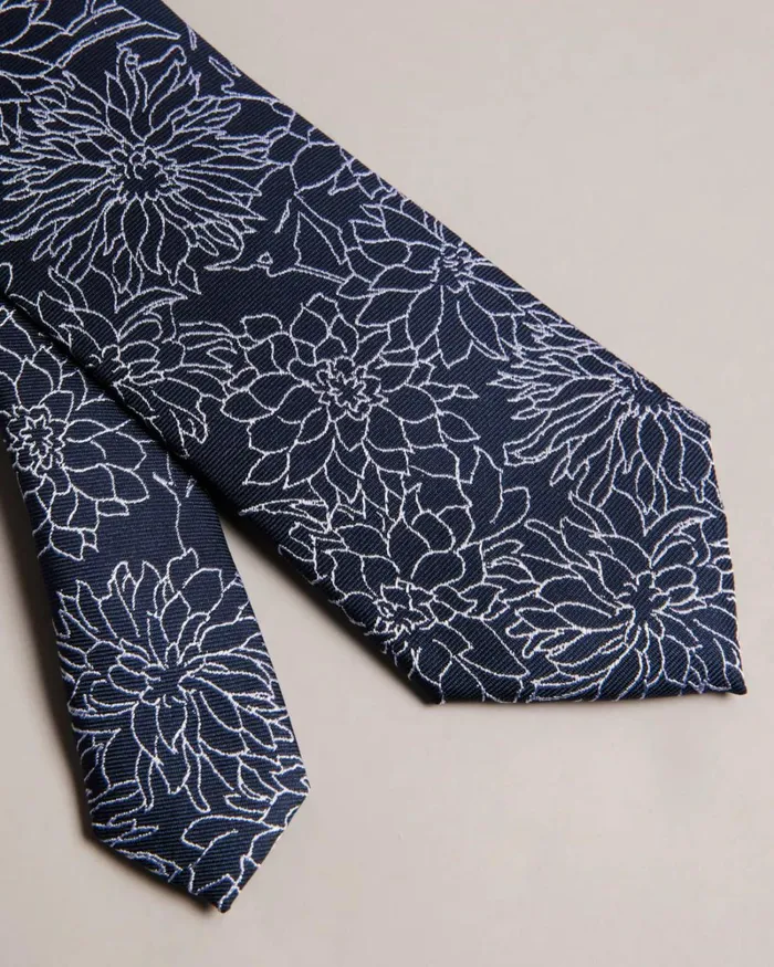 Floral Jacquard Silk Tie Navy Men Ted Baker Ties and Bow Ties