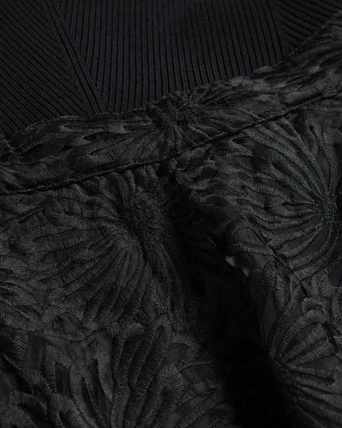 Floral Knit Bodice Midi Dress Black Women Ted Baker Clothing