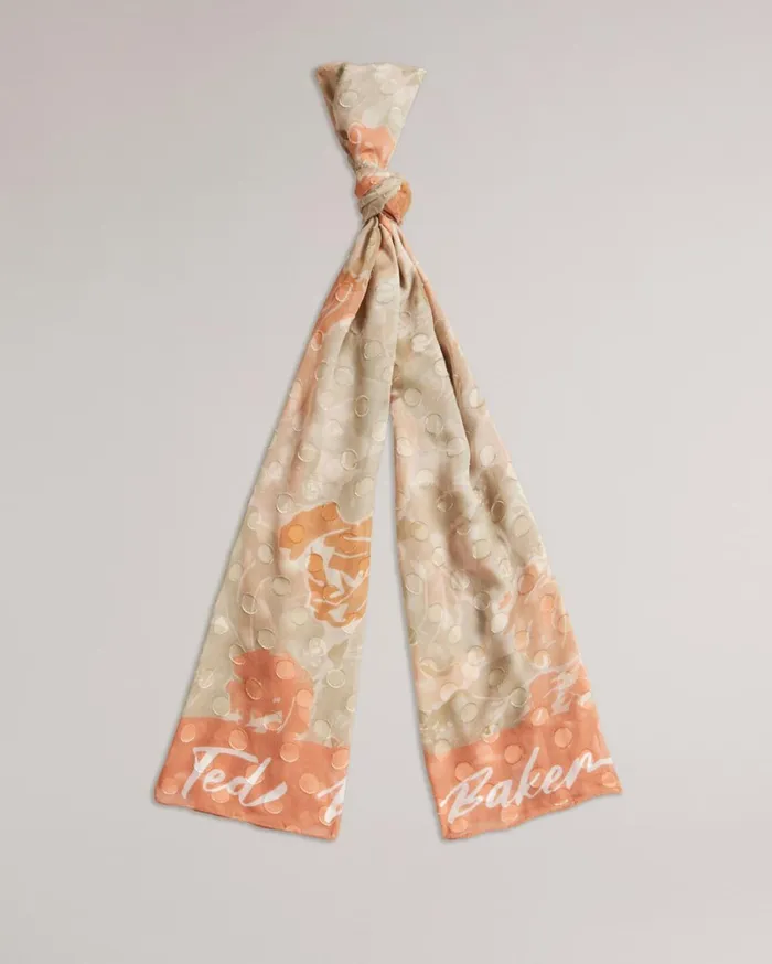 Floral Printed Long Scarf Coral Women Ted Baker Scarves Floral Printed Long Scarf Coral Women Ted Baker Scarves