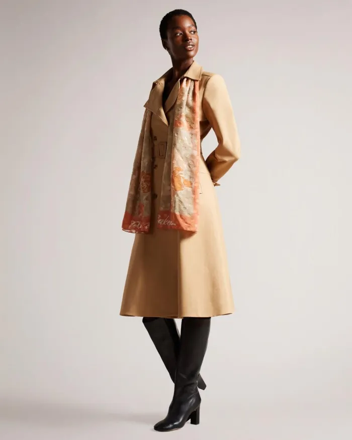 Floral Printed Long Scarf Coral Women Ted Baker Scarves Floral Printed Long Scarf Coral Women Ted Baker Scarves