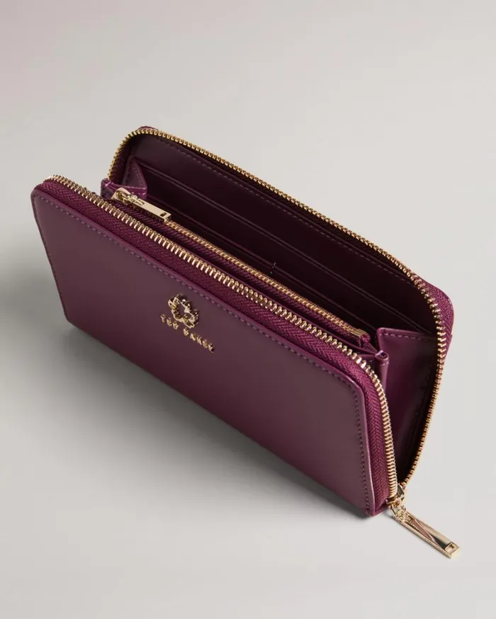 Flower Eyelet Large Zip Purse Oxblood Women Ted Baker Wallets and Card Holders