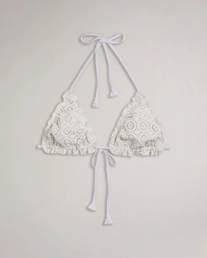 Frill Detail Triangle Bikini Top White Women Ted Baker Clothing