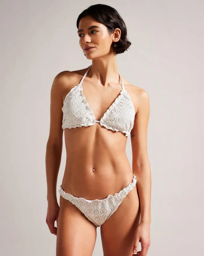 Frill Detail Triangle Bikini Top White Women Ted Baker Clothing Frill Detail Triangle Bikini Top White Women Ted Baker Clothing