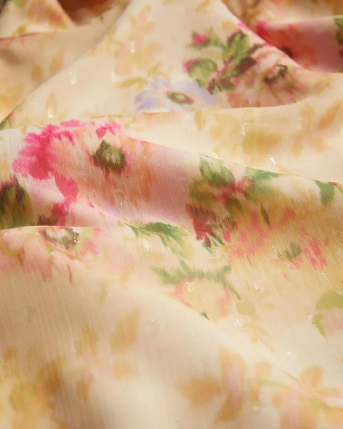 Frilled Floral V Neck Mini Dress Tan Women Ted Baker Clothing