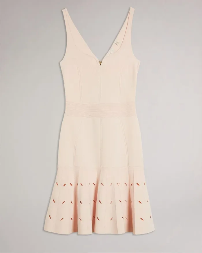 Full Needle Stitch Detailed Hem Mini Dress Light Pink Women Ted Baker Clothing
