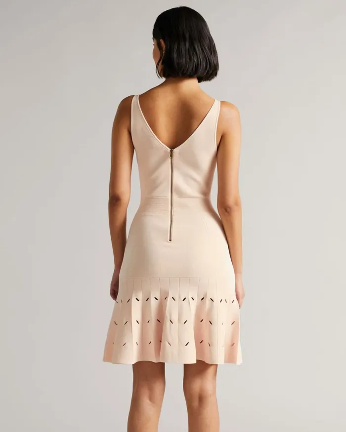 Full Needle Stitch Detailed Hem Mini Dress Light Pink Women Ted Baker Clothing Full Needle Stitch Detailed Hem Mini Dress Light Pink Women Ted Baker Clothing