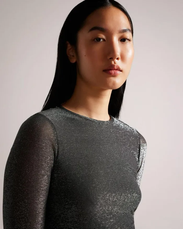 Glitsy Long Sleeve Top Black Women Ted Baker Clothing Glitsy Long Sleeve Top Black Women Ted Baker Clothing