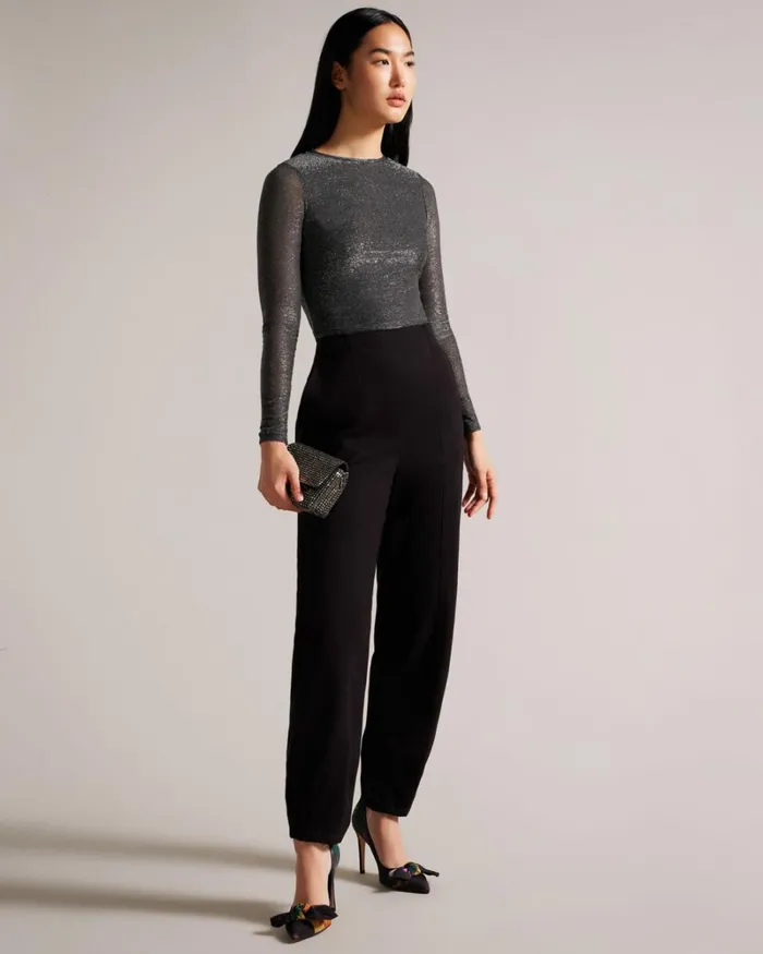 Glitsy Long Sleeve Top Black Women Ted Baker Clothing Glitsy Long Sleeve Top Black Women Ted Baker Clothing