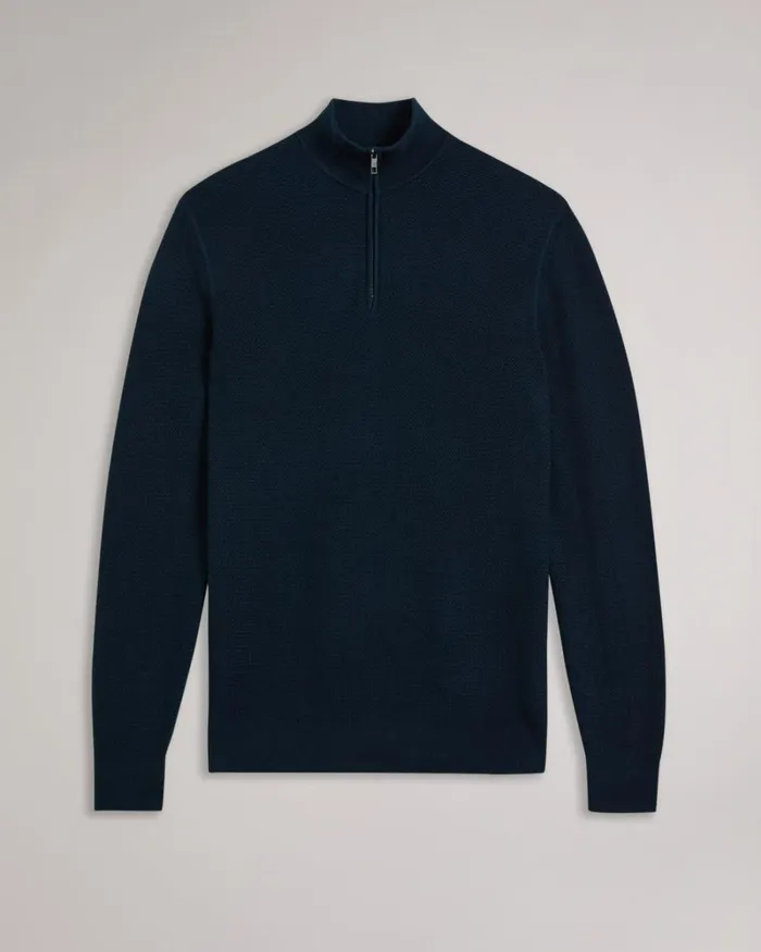 Half Zip Funnel Neck Jumper Navy Men Ted Baker Sweaters